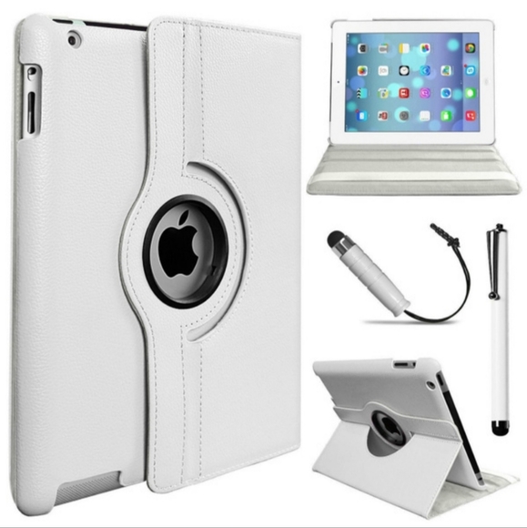 White PU leather Stand Case for iPad 3